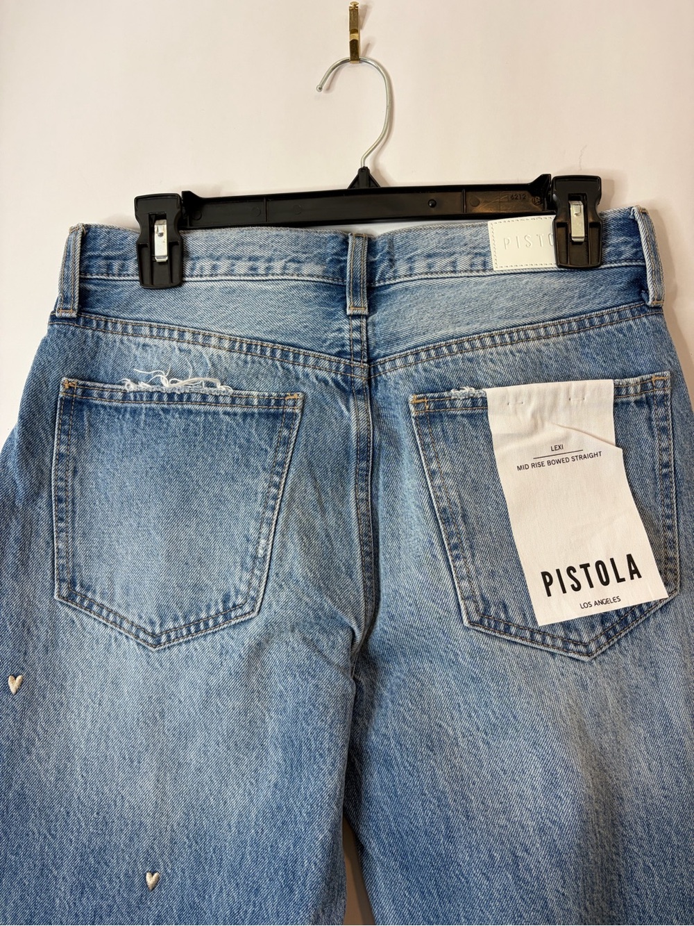 PISTOLA LEXI MID RISE BOWED STRAIGHT JEAN - CONFETTI VINTAGE SIZE 26 Hearts - Picture 8 of 8